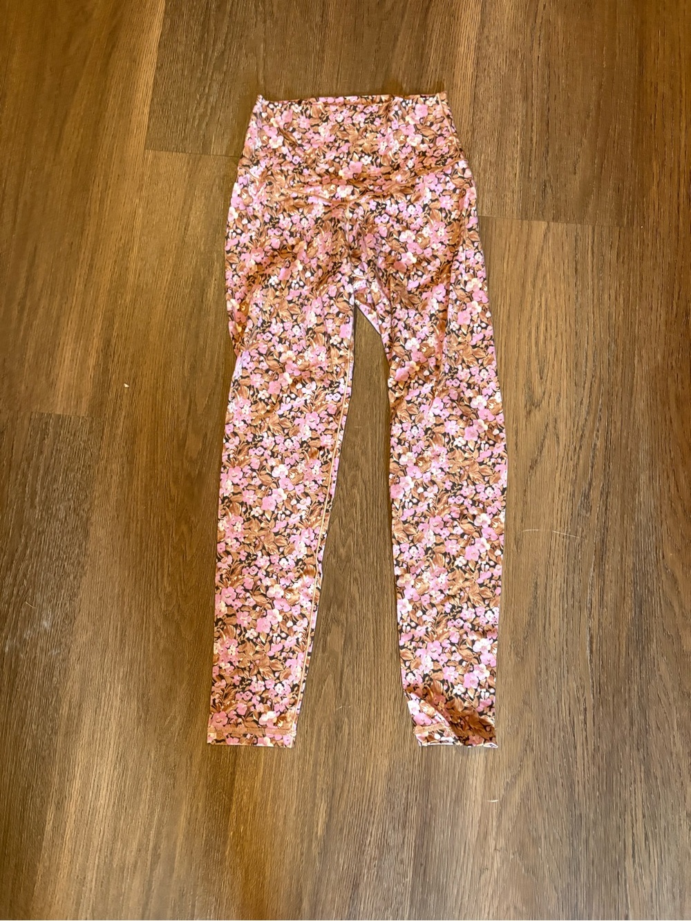Kids Floral Pink & Brown Stretch Leggings